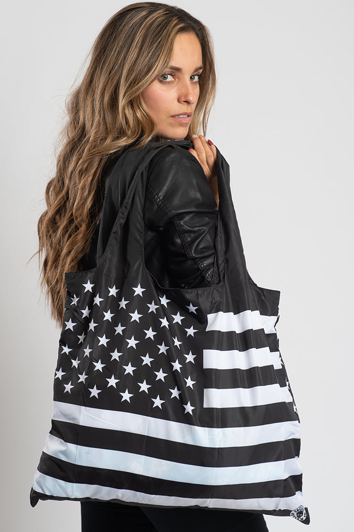 Black and white outlet american flag leather jacket