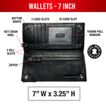 7 Inch Solid Black Full-Grain Leather Wallet