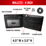 4 Inch Solid Black Full Grain Leather Wallet