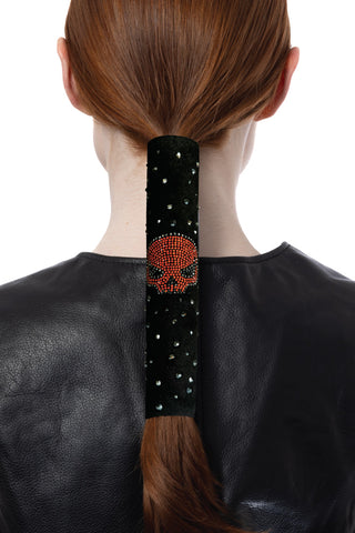 Orange Bling Skull Suede Hair Glove®