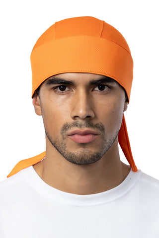 Solid Orange Perforated Full-Head Wrap (w/Hidden Elastic Band)