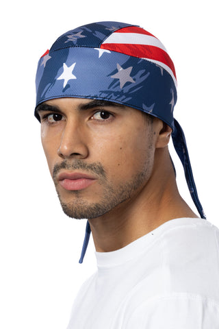 Patriotic Perforated Full-Head Wrap (w/Hidden Elastic Band)