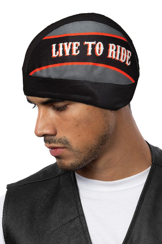 Gray LIVE TO RIDE Skull Cap Light Weight w/Inner Elastic Band