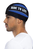 Blue LIVE TO RIDE Skull Cap Soaker Weight w/Inner Elastic Band