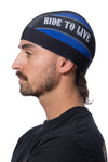 Blue LIVE TO RIDE Skull Cap Soaker Weight w/Inner Elastic Band