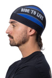 Blue LIVE TO RIDE Skull Cap Soaker Weight w/Inner Elastic Band