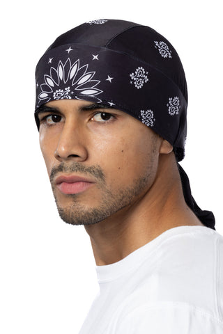 Black Paisley Soaker Full-Head Wrap