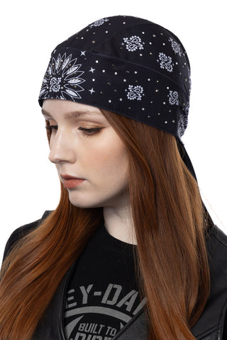 Black Paisley w/Gems Soaker Full-Head Wrap