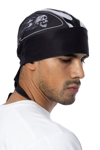 Skull w/Flames Soaker Full-Head Wrap