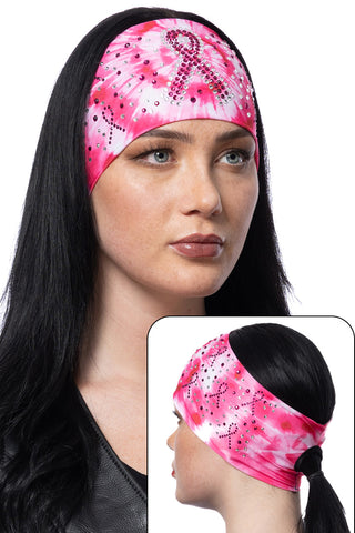 Bling Tie-Dye Pink Ribbon Ponytail EZ Bandz Soaker Series