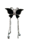 2" Bling Silver Black Butterfly Jaw Clip