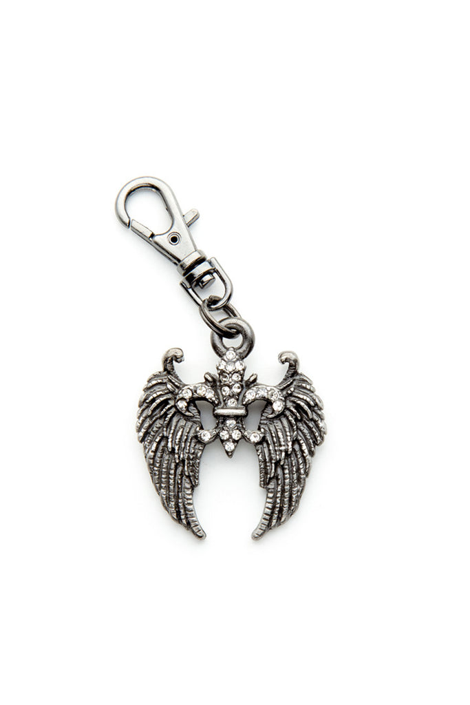 Angel Wing Fleur-De-Lis Stone Zipper Pull – Hair Glove