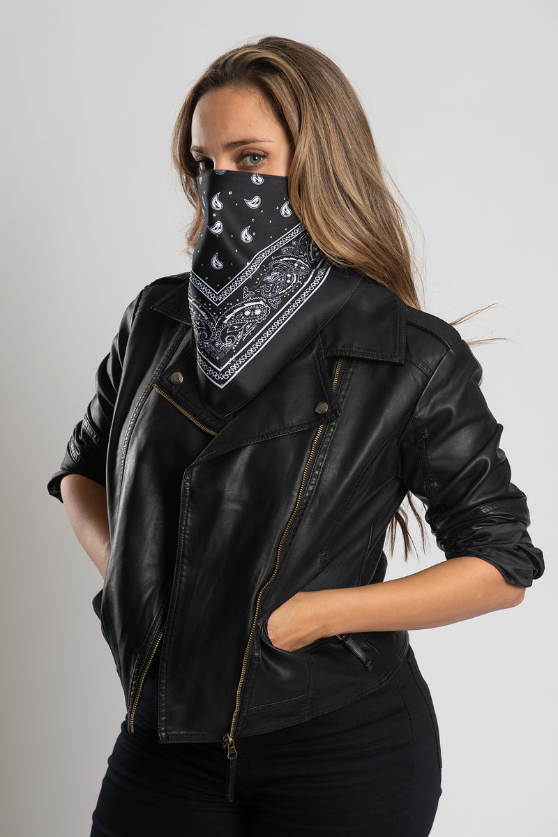 Black Bandana w/Gems Triangle Mask – Hair Glove