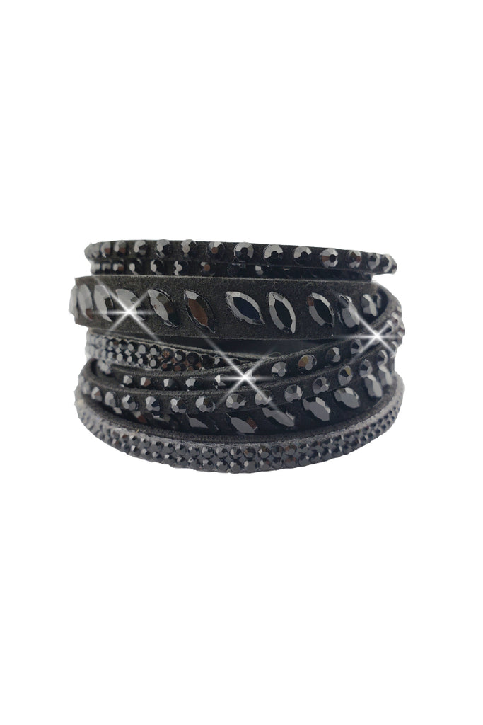 Black & Black Bling Faux Suede Bracelet – Hair Glove